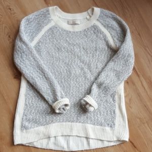 LOFT Grey & Ivory Marled Sweater